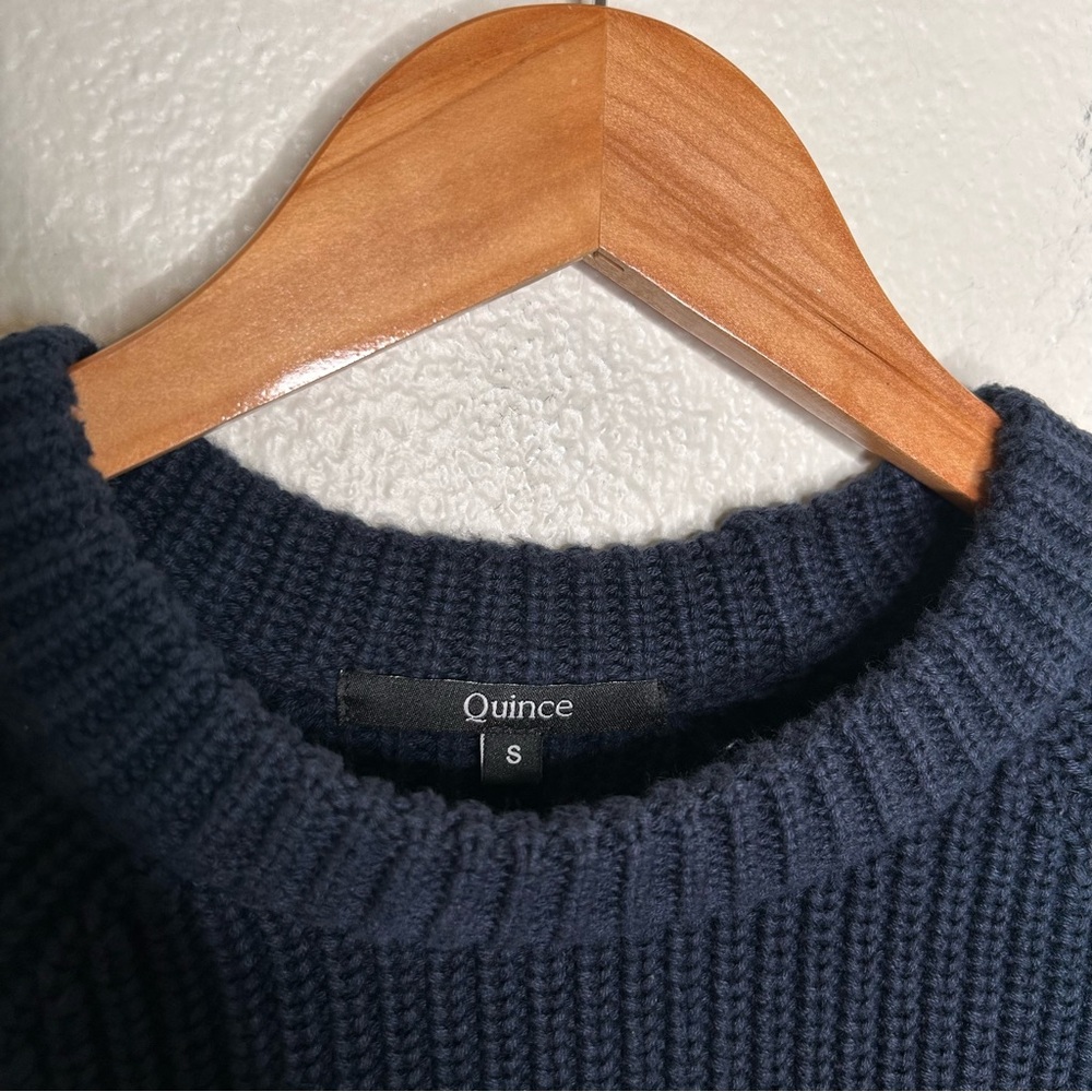 Quince 100% Organic Cotton Fisherman Crew Sweater Navy Small - Picture 7 of 9